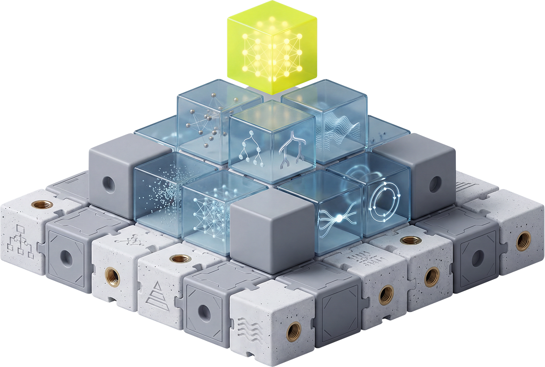 3D modular blocks representing theory compilation